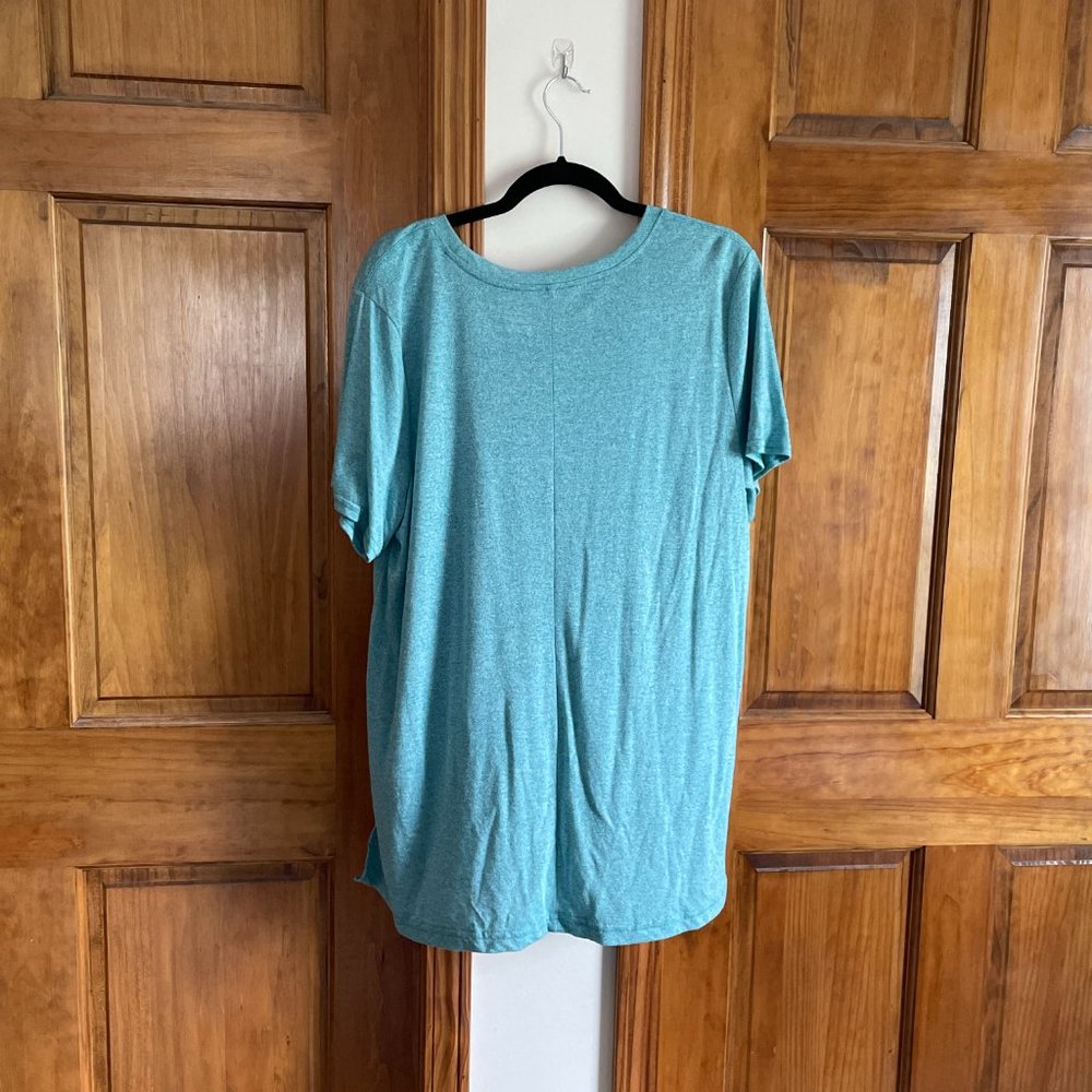 Light Teal Short Sleeve Women’s Top - Picture 2 of 4